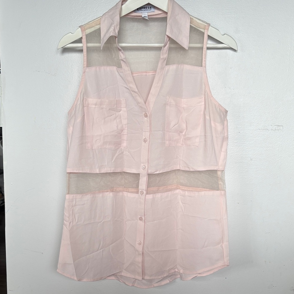 Express Light Pink Sheer Sleeveless Blouse